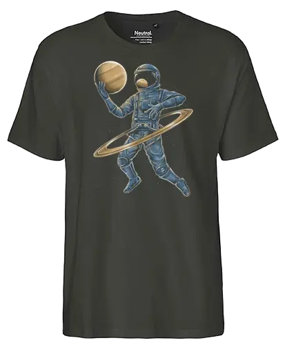 Cosmic Hula Hoop - astronaut, space, Saturn, planet, scifi - Fairtrade T-Shirt