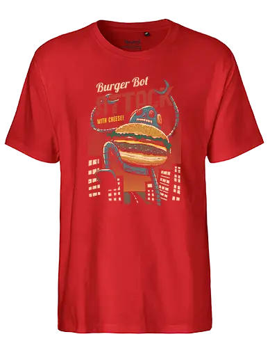 Burger Bot - burger, food, bot, robot, vincent trinidad, monster, attack - Fairtrade T-Shirt