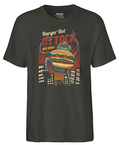 Burger Bot - burger, food, bot, robot, vincent trinidad, monster, attack - Fairtrade T-Shirt