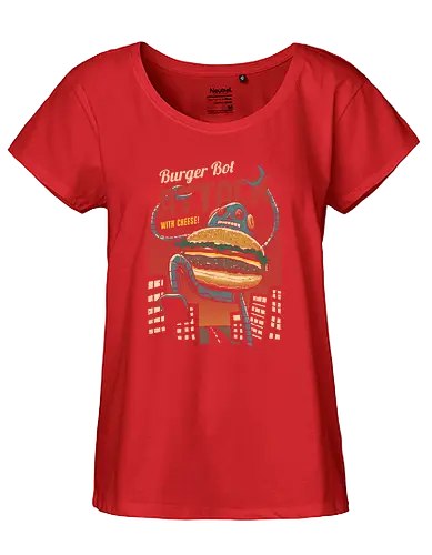 Burger Bot - burger, food, bot, robot, vincent trinidad, monster, attack - Fairtrade Girl Shirt