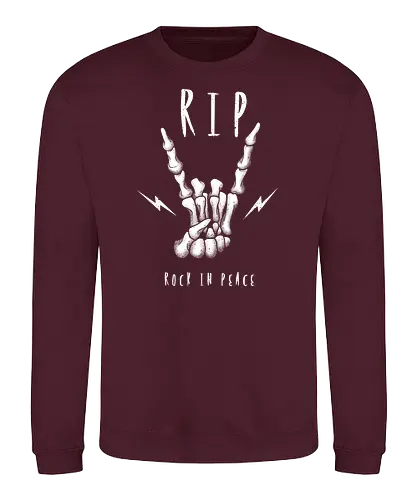 Rock in Peace - rip, pommesgabel, rockhand, skelett, hand, metal, musik, music, rock in peace - Sweatshirt