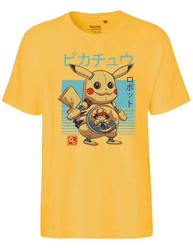 Pika Bot - ash, gaming, retro, monster, pocket, manga, anime, mecha, robot, classic - Fairtrade T-Shirt