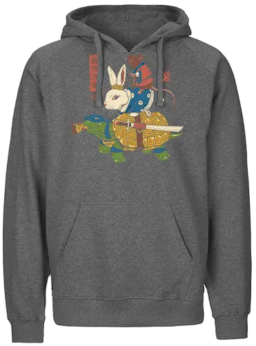 Kame, Usagi und Ratto Ninjas - turtle, schildkröte, ninja, ratte, hase, kaninchen, rabbit, bunny, fun - Fairtrade Hoodie