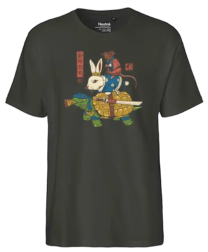 Kame, Usagi und Ratto Ninjas - turtle, schildkröte, ninja, ratte, hase, kaninchen, rabbit, bunny, fun - Fairtrade T-Shirt
