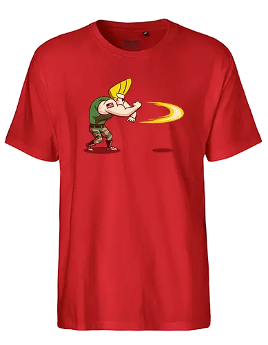 Hedgehog Bravo! - mashup, guile, gaming, classic gaming, johnny bravo, serie, tv, cartoon, bt em up, Bt em up - Fairtrade T-Shirt