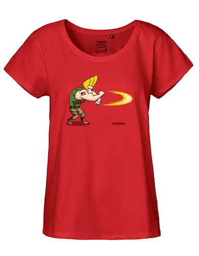 Hedgehog Bravo! - mashup, guile, gaming, classic gaming, johnny bravo, serie, tv, cartoon, bt em up, Bt em up - Fairtrade Girl Shirt