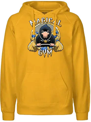 Magical Gym - fantastic, monster, gold, platypus, schnabeltier, maulwurf, mole, fantasy, gym, beast, steal - Fairtrade Hoodie