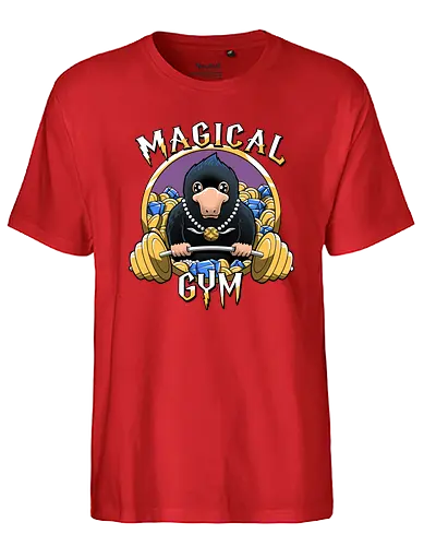 Magical Gym - fantastic, monster, gold, platypus, schnabeltier, maulwurf, mole, fantasy, gym, beast, steal - Fairtrade T-Shirt