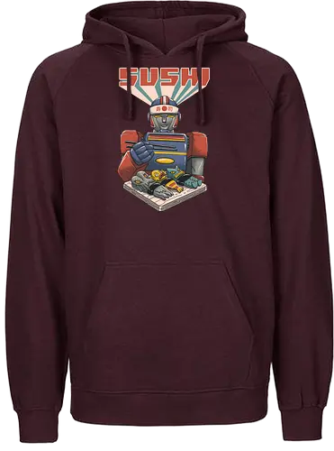 Super Sushi Bot - sushi, bot, robot, food, essen, fish, fisch, maki, nigiri, cthulhu, Japanese - Fairtrade Hoodie