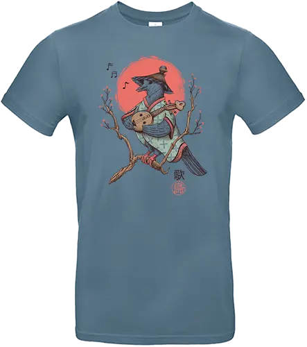 Song Bird - song, bird, birb, nippon. dove, guitar, laute, mandoline, mandolin, lute, tree, sakura, Japanese - Standard T-Shirt