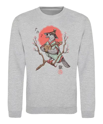 Song Bird - song, bird, birb, nippon. dove, guitar, laute, mandoline, mandolin, lute, tree, sakura, Japanese - Sweatshirt