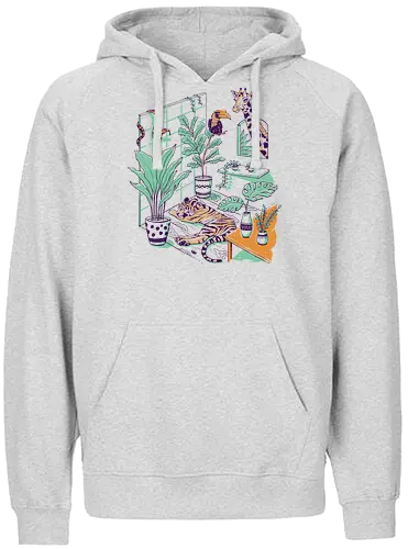 Urban Jungle - plants, plantmom, dschungel, pflanzen, monstera, plantdad, pflanzenmuddi, tiger, giraffe, snake, schlange, bird, vogel - Fairtrade Hoodie