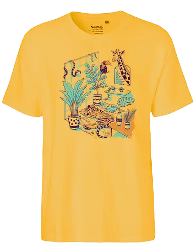 Urban Jungle - plants, plantmom, dschungel, pflanzen, monstera, plantdad, pflanzenmuddi, tiger, giraffe, snake, schlange, bird, vogel - Fairtrade T-Shirt