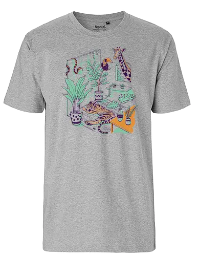 Urban Jungle - plants, plantmom, dschungel, pflanzen, monstera, plantdad, pflanzenmuddi, tiger, giraffe, snake, schlange, bird, vogel - Fairtrade T-Shirt
