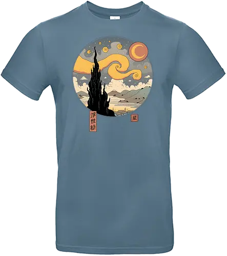 Starry Ukiyo-e Night - starry night, van gogh, vincent van gogh, art, ukiyo-e, japan, nippon - Standard T-Shirt
