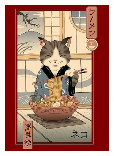 Neko Ramen Ukiyo-e