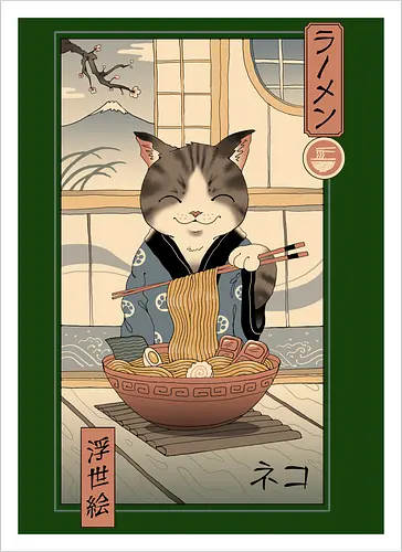 Neko Ramen Ukiyo-e