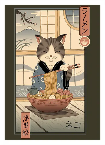 Neko Ramen Ukiyo-e