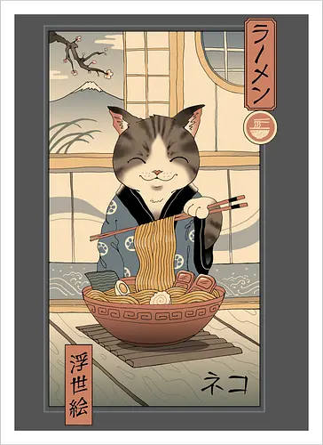 Neko Ramen Ukiyo-e