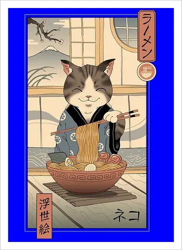Neko Ramen Ukiyo-e