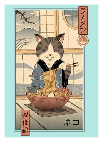 Neko Ramen Ukiyo-e