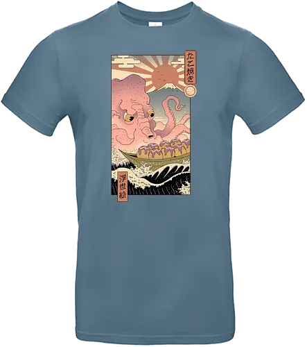 The Great Takoyaki - japan, nippon, ukiyo-e, takoyaki, Squidballs, tintenfisch, oktopus, hokusai - Standard T-Shirt