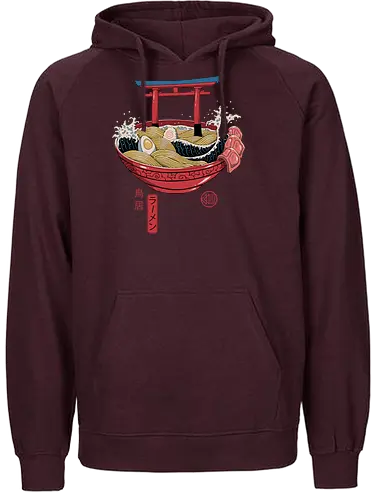 Sacred Ramen - japan, ramen, temple, Sacred, soup, wave - Fairtrade Hoodie