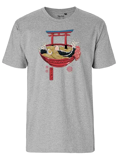 Sacred Ramen - japan, ramen, temple, Sacred, soup, wave - Fairtrade T-Shirt