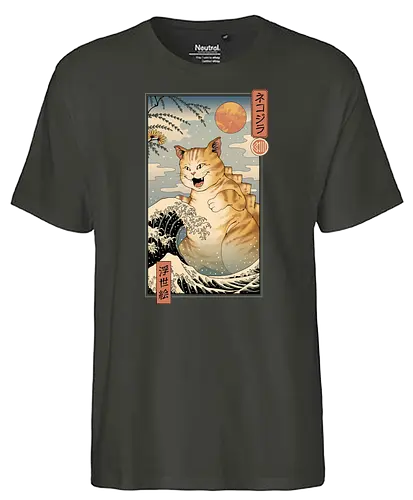 Catzilla Ukiyo-e - kaiju, catzilla, neko, katze, ukiyo-e - Fairtrade T-Shirt
