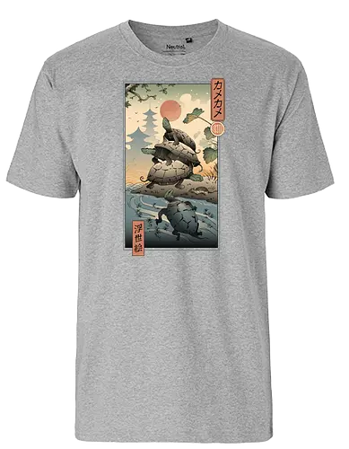 Kame Kame Ukiyo-e - kame, turtle, schildkröte, ukiyo-e, japan, art, kunst, nippon - Fairtrade T-Shirt