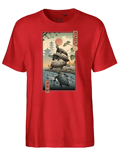 Kame Kame Ukiyo-e - kame, turtle, schildkröte, ukiyo-e, japan, art, kunst, nippon - Fairtrade T-Shirt
