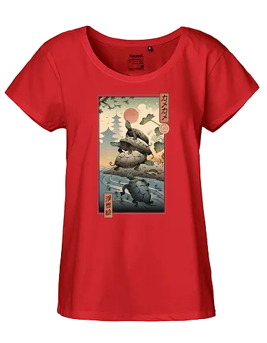 Kame Kame Ukiyo-e - kame, turtle, schildkröte, ukiyo-e, japan, art, kunst, nippon - Fairtrade Girl Shirt