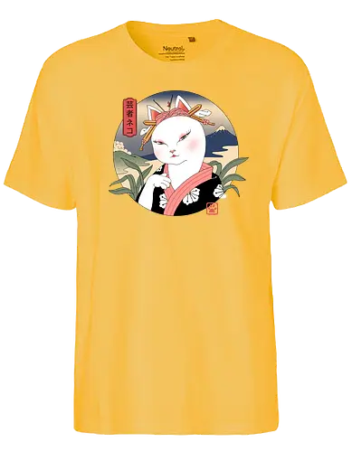 Neko Geisha - geisha, pretty, cat, katze, japan, Japanese Art - Fairtrade T-Shirt