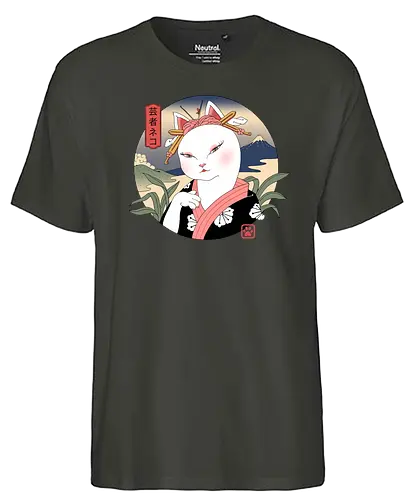 Neko Geisha - geisha, pretty, cat, katze, japan, Japanese Art - Fairtrade T-Shirt