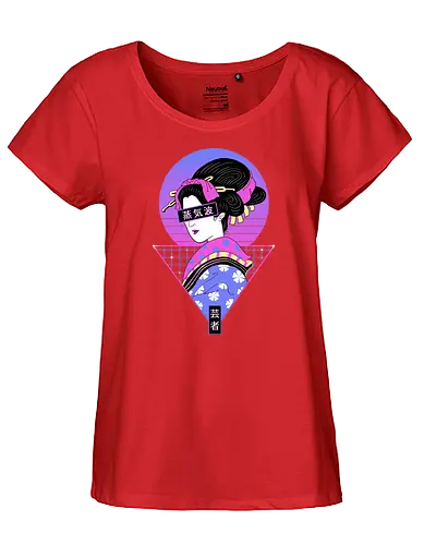 Geisha Wave - japan, Vapor Wave, geisha, art, kunst, 80s, Vaporwave - Fairtrade Girl Shirt