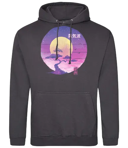 Bonsai Wave - retro, japan, wave, 80s, Vaporwave, Bonsai - Standard Hoodie