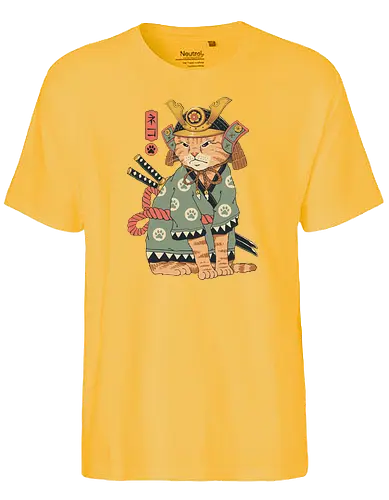 Neko Samurai - japan, cat, neko, samurai, Neko Samurai, katze - Fairtrade T-Shirt