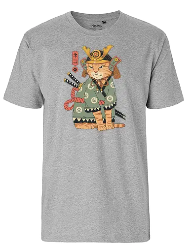 Neko Samurai - japan, cat, neko, samurai, Neko Samurai, katze - Fairtrade T-Shirt