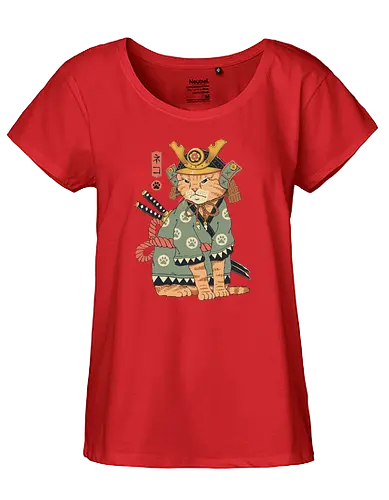 Neko Samurai - japan, cat, neko, samurai, Neko Samurai, katze - Fairtrade Girl Shirt