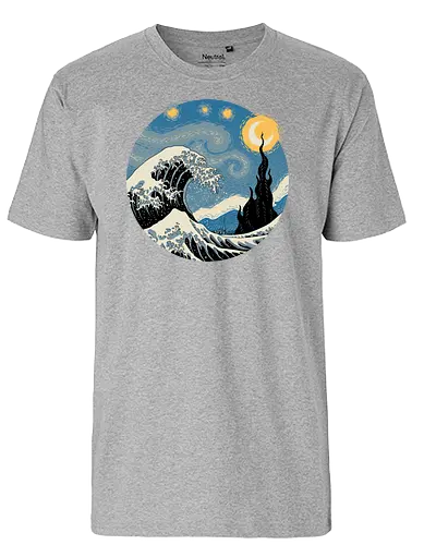 The Great Starry Wave - wave, starry night, mashup, hokusai, van gogh, vincent, grt wave - Fairtrade T-Shirt