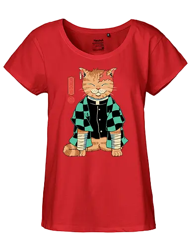 Slayer Cat - anime, japan, cat, katze, neko, Tanjirou, Slayer - Fairtrade Girl Shirt