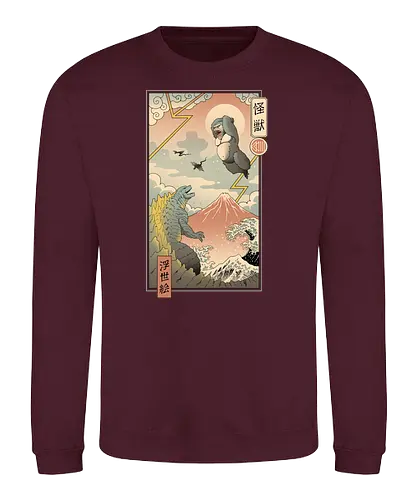 Kaiju Fight in Edo - king, kong, kaiju, fight, kampf - Sweatshirt