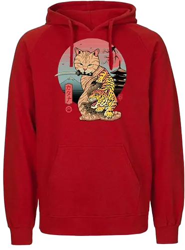 Catana in Edo - cat, katze, katana, tiger, traditional, traditional art - Fairtrade Hoodie