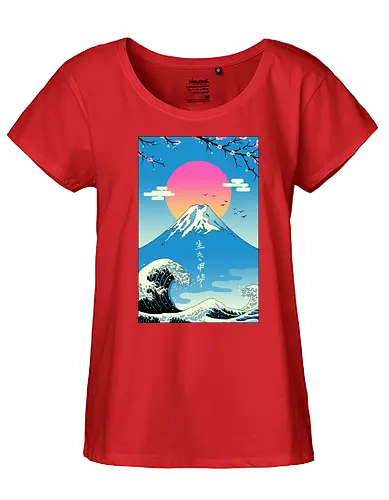 Ikigai - japan, nippon, fuji, fujisan, wave, hokusai, mashup, retro - Fairtrade Girl Shirt
