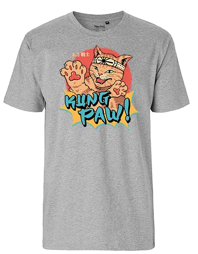 Kung Paw! - cat, neko, kung fu, Paw, fun - Fairtrade T-Shirt