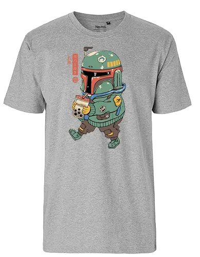 BounT Hunter - mashup, pun, bounty, hunter, bounty hunter, drink, boba, t, Bubble t - Fairtrade T-Shirt