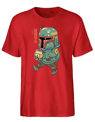 BounT Hunter - mashup, pun, bounty, hunter, bounty hunter, drink, boba, t, Bubble t - Fairtrade T-Shirt