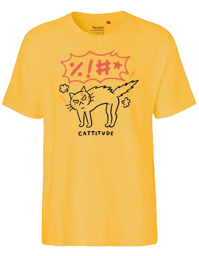Cattitude - cat, katze, attitude, angry - Fairtrade T-Shirt
