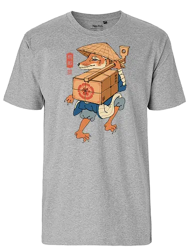 Hikyaku Fox - japan, nippon, fox, Japanese - Fairtrade T-Shirt