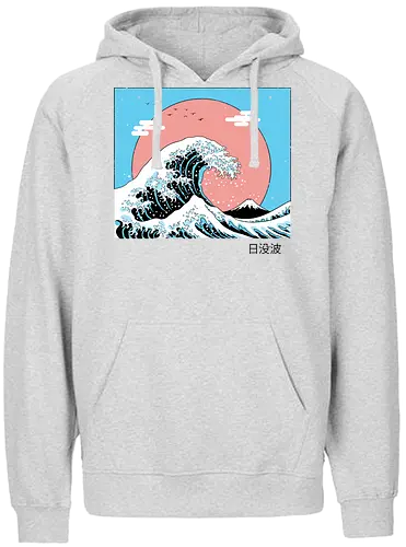 Sunset Wave - sunset, wave, neon, 80s, grt wave off kanagawa - Fairtrade Hoodie
